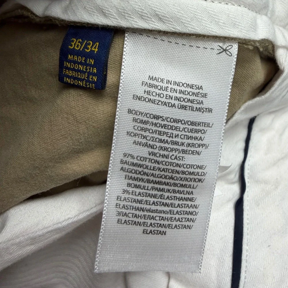 Polo Ralph Lauren Men's 36x34 Tan Stretch Slim Fit Twill Chino Pants Flat Front